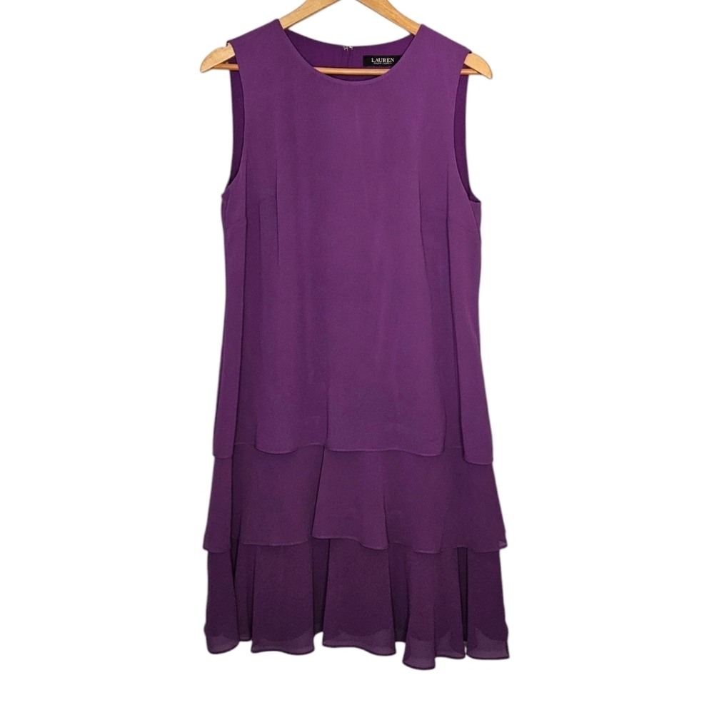 Ralph Lauren Black Label Georgette Tiered Shift Dress size 8 - Picture 2 of 7